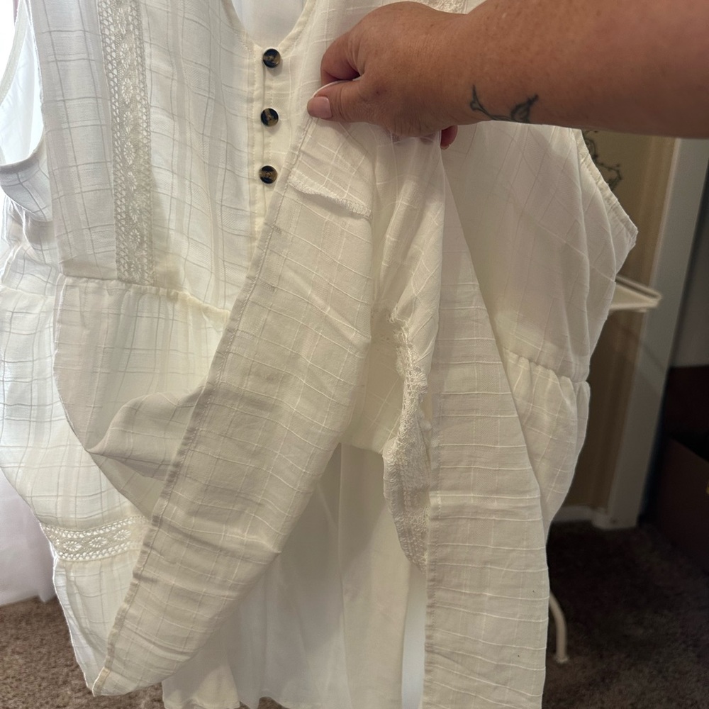 White cotton button front Babydoll - Picture 6 of 6